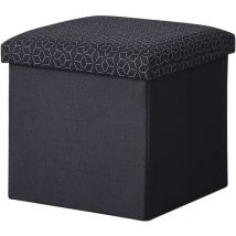 Coffre de Rangement Pouf Pliable Tissu 38cm - noir