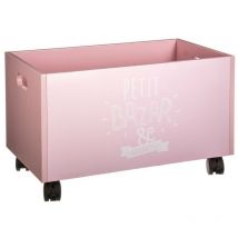 Coffre de rangement à roulettes rose