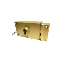 Metalux - Serrure en applique horizontal tirage série 9760 Jaune/Doré Droite Horizontale Poussant