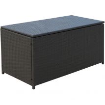 Coffre malle de rangement 118L x 54l x 59H cm résine tressée imitation rotin café foncé