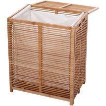 Coffre / panier à linge HHG-563, Bambou 61x50x35cm