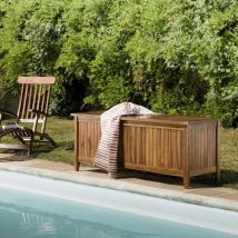 Macabane - hanna - Coffre de jardin piscine en bois teck huilé 165x55cm