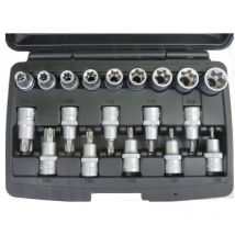 Coffret 19 pièces douilles et embouts Torx et e - 20715