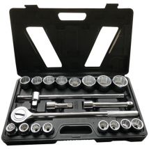 Coffret 20 pièces avec Douilles 12 Pans 3/4' de 19 à 50 mm avec Cliquet Réversible Spécial Poids Lourd - Valise Anti-Chocs Pratique pour Transport
