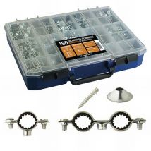 Scell-it - Coffret de 190 colliers sanitaires isophoniques simples et doubles en acier zingué blanc et accessoires - cof-sancsi