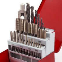 Coffret 21 tarauds + 7 forets + 1 tourne à g - hss atelier bricolage