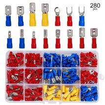 Ensoleille - Coffret 280 cosses électricien,Cosses Electriques a Sertir, 280 pcs Cosse Electrique Isolée, Connecteurs électrique a sertir, Cosses et