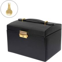 Coffret à bijoux en cuir de palissandre, coffret à bijoux à deux tiroirs, coffret à bijoux pour boucles d'oreilles, coffret à bijoux de rangement