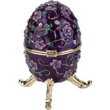 Coffret à bijoux en émail violet sculpté en forme d'œuf et de diamant pour collection de bijoux, boîte décorative