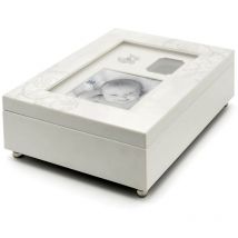 Coffret bébé avec boîte à musique, boîte à bijoux en argent Taille: 65x200x151 mm UGS : ZV7557001