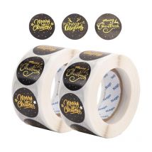 Coffret cadeau de 1000 autocollants ronds « Joyeux Noël »
