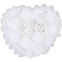Feiyue - Coffret cadeau en dentelle blanche en forme de cœur pour bijoux de mariage, boîte de rangement pour boucles d'oreilles, colliers, broches,