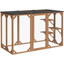 Wiltec - Enclos extérieur – 180 x 80 x 111,8 cm – en Bois de sapin et avec grillage – Parc pour Chat résistant aux intempéries – avec 3 Zones de