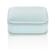 Coffret Cosmétique Boîte de Rangement Maquillage Emballage Organisateur Boucles D'Oreilles Multi-Fonctions Bague Conteneur Étui Portable en Cuir(bleu)