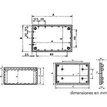 Coffret ''cover'' - gris 110 x 70 x 53.9MM standard plastic housings TKCP2G