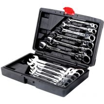 Coffret de 12 Pcs Clé à Cliquet Métrique 8-19mm Dent Clé Mixt Plate à Cliquet Métrique