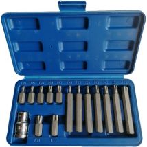 Beast - Coffret de 14 embouts torx t20 à t55 courts et longs carre adaptateur 1/2