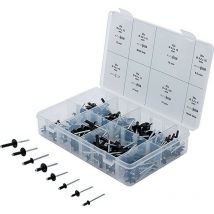 Coffret de 200 rivets assortis noirs tete standard et large de 3.2 à 4.8 mm