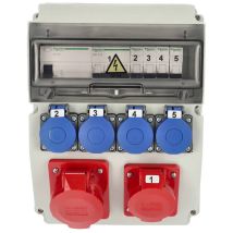 Edo Solutions - Coffret de chantier triphasé équipé edo astat 446 IP65 32A/5P 16A/5P 4x230V IP44 IK08 Disjoncteurs Schneider