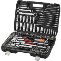 Coffret Clé À Cliquet Jeu De 151 Pièces Avec 3 Clé À Cliquet Doubles, Coffret De Douille Et Embouts De 1/4', 3/8' Et 1/2', Cr-v - Teeno