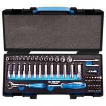 King Tony - Coffret de douilles 1/4' 6 pans métriques et accessoires- 48 pièces