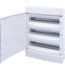 Tehnoplast - Coffret électrique encastré 18 modules sur 3 Rangées ( 54 m ) avec porte pleine couleur blanc borniers de terre