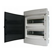 Coffret électrique ENCASTRE 24 modules 2 rangées avec porte translucide teintée