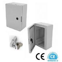 AR - Coffret électrique étanche IP65 - 280 x 210 x 130 mm livré + plaque de fond et 1 serrure à clés