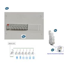 Digital Electric - Coffret électrique Pré- câblé 1 rangées - 1 inter. diff-AC. 40A + 6 disj + peigne+ bornier de terre