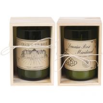 Coffret en bois avec bougie parfumée 40h AU CHATEAU à la cire de paraffine senteur bois de santal
