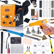 Coffret fer à souder à air chaud Rosfix 858D + Fer à souder Blue Lark 80W BL80W avec un jeu d'accessoires + Kit Prowelder Mini + Agrafeuse plastique