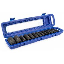 Coffret jeu de douilles pour clé à choc 12,5 mm 1/2'' de 10 à 32 mm