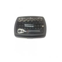 Coffret mixte Diager vissage et douilles + petite clé à cliquet - 28 pcs