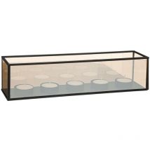 Coffret photophore 5 bougies Infini en verre 34x8,2cm noir Atmosphera Créateur D'intérieur