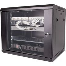 Coffret serveur 19' prêt à l'emploi, 24 ports RJ45 cat6A avec switch et bloc d'alimentation