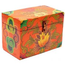 Coffret tibétain fleuri peint à la main