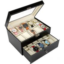 Hofuton Coffret à Montre Boîte à Montre Présentoire à Montre 20 Montres Coffret de Rangement pour Montres et Bijoux avec Serrure