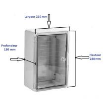 AR - Coffrets électriques étanche IP65 en abs plastique avec de plaque fond pleine Coffret: 280x210x130 vitré