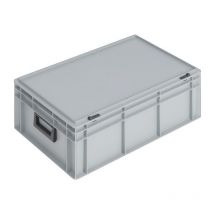 Coffrets en plastique L600xl400xH233 mm pp 2 poignées fermoir coulissant gris 42 l