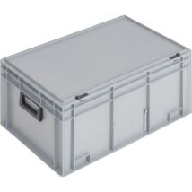 Coffrets en plastique L600xl400xH293 mm pp 2 poignées fermoir coulissant gris 55 l