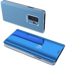 Markenlos - Smart View Spiegel Mirror Smart Cover Schale Etui kompatibel mit Samsung Galaxy S21 fe Schutzhülle Tasche Case Schutz Clear Blau