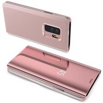 Markenlos - cofi1453 Smart View Spiegel Mirror Smart Cover Schale Etui kompatibel mit Xiaomi Redmi 9A Schutzhülle Tasche Case Schutz Clear Rosa