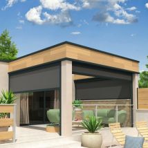Intersun - Toldo vertical compatible con pérgola levante y aiguablava 3,00x2,50 m (Motorizada con mando a distancia - Gris antracita estructurado