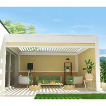 Intersun - Toldo vertical compatible con pérgola tramontana y siroco 3,00x2,50 m (Motorizada con mando a distancia - Blanco satinado RAL9010 - Topo)