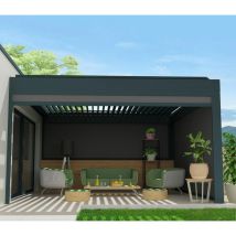Intersun - Toldo vertical compatible con pérgola tramontana y siroco 5,00x2,50 m (Motorizada con mando a distancia - Gris antracita estructurado