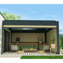 Toldo vertical compatible con pérgola tramontana y siroco 5,00x2,50 m (Motorizada con mando a distancia - Gris antracita estructurado RAL7016ST