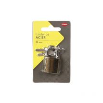 Cogex - cadenas acier - 25 mm - avec 2 CLéS en acier - couleur: DORé - finition DORéE - DIAMèTRE: 3.9MM - produit IDéAL pour les