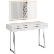 Livinity - Coiffeuse Alexia, Blanc, 120 cm avec miroir led, Vicco