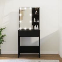 Bonnevie - Coiffeuse avec led Contemporain - Meuble de chambre Noir 60x40x140 cm BV509168