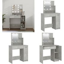 Vidaxl - Coiffeuse avec led Gris béton 86,5x35x136 cm - coiffeuse - coiffeuses - Home & Living - Gris